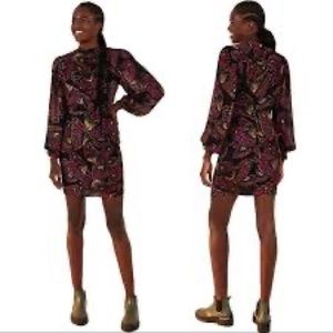 Farm Rio High Neck Puff Sleeve Butterfly Sky Mini Dress Multi Size: Small NWT